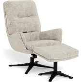 AC Design SUTON Relaxsessel Beige mit Hocker, Drehfunktion, Quersteppungen und mattschwarzem 4-Stern-Gestell