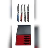 WOLFCUT - Damaskus Steakmesser-Set 4-tlg. 67-lagiger Damaszenerstahl mit Geschenkbox