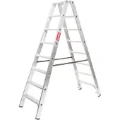 Stier Stufen Stehleiter Premium 2x8 Stufen beidseitig begehbar, Alu-Sicherheits-Stehleiter, Mehrzweckleiter, Klappleiter, Haltefläche, Arbeitsleiter rutschfest