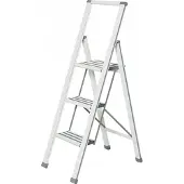 Wenko Alu Klapp Tritt Leiter faltbar robust Haushalt Stehleiter Aluminium 3stuf