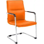 DELUKE Besucherstuhl SEATTLE - 92x56x60cm, Orange | Kunstleder | Metall Gestell | Konferenzstuhl Wartezimmerstuhl