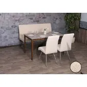 Mendler Esszimmer-Set MCW-G55, 2er-Set Stuhl + Sitzbank 160cm, Edelstahl gebürstet Stoff/Textil Chenille creme