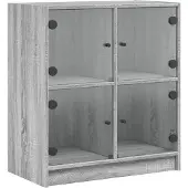 vidaXL Beistellschrank mit Glastüren Grau Sonoma 68x37x75,5 cm