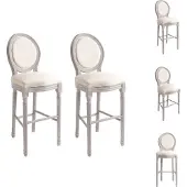 vidaXL Barhocker 2 Stk. Weiß Leinen - Barhocker