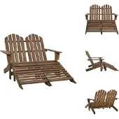 vidaXL 2-Sitzer Adirondack-Gartenbank mit Fußstütze Tannenholz Braun - Gartenstühle