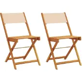 vidaXL Bistrostühle 2 Stk. Beige Massivholz Akazie & Stoff