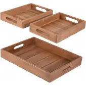 Home Styling Collection Tablett 3er Set Teak 39x29 cm Holz