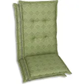 GO-DE Textil, Sesselauflage Mittellehner, 2er Set, Farbe: gruen, Maße: 108 cm x 50 cm x 6 cm, Rueckenhoehe: 60 cm