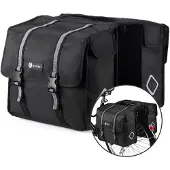 Packaway Doppel-Fahrradtaschen – Wasserdichte Fahrradtaschen für E-Bikes – Reflektierend – Schwarz – 36 Liter