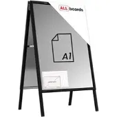 Allboards Doppelseitige Werbetafel, Kundenstopper, Gr√∂ße: A1, in einem schwarzen Aluminiumrahmen