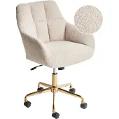 Beliani Bürostuhl Beige Bouclé Gesteppt mit Armlehnen Bremsbare Rollen Gasdruckfeder Höhenverstellbar Drehbar Modern Drehstuhl Arbeitshocker