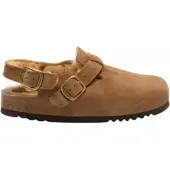 Scholl Clog Damen Fae Backstrap Wildleder Fell Taupe-Schuhgröße 36