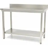 Maxima - Gastro Edelstahltisch - 100 x 60 cm - Einstellbare Höhe - mit Backsplash und Lagerregal