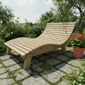 TUGA-Holztech Holzliege Wellenliege Gartenliege Relaxliege "Liege-Franzi" (Zirbe) Breite 120cm Einstiegshöhe 40cm mit Füßen