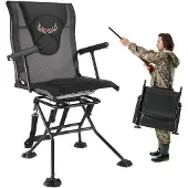 Vevor Faltstuhl Campingstuhl Anglerstuhl mit Armlehnen &amp; einstellbarem Tragegurt &amp; Stahlrahmen Klappstuhl Gartenstuhl (136 kg belastbar) 360° geräuschlos drehbar