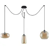 LUCANDE Zyli 3 Pendelleuchte Amber - , Zyli, dimmbar, für Wohnzimmer, Glas, Vintage