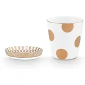 Pip studio Tasse und Teebeutelablage Dot Delight White-Gold 290 ml (2er-Set)