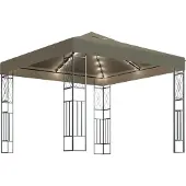 Syfax Pavillon mit LED-Lichterkette 3x3 m Taupe Stoff
