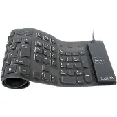 Logilink Keyboard flexible waterproof, USB+PS/2, QWERTY, Schwarz, 1,5 m