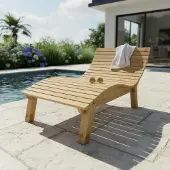 TUGA-Holztech Holzliege Wellenliege Gartenliege Relaxliege "Liege-Franzi" (Lärche) Breite 120cm Einstiegshöhe 50cm mit Füßen