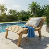 TUGA-Holztech Holzliege Wellenliege Gartenliege Relaxliege "Liege-Franzi" (Lärche) Breite 140cm Einstiegshöhe 60cm mit Füßen