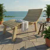 TUGA-Holztech Holzliege Wellenliege Gartenliege Relaxliege "Liege-Franzi" (Fichte) Breite 100cm Einstiegshöhe 60cm mit Füßen