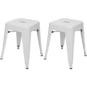 Proregal 2er-Set Hocker | Sitzhöhe 46cm | Metall, Industriedesign, stapelbar | Weiß | Metallhocker Sitzhocker