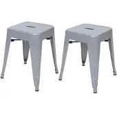 Proregal 2er-Set Hocker | Sitzhöhe 46cm | Metall, Industriedesign, stapelbar | Grau | Metallhocker Sitzhocker