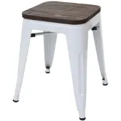 Proregal Hocker Inkl. Holz-Sitzfläche Metall Industriedesign Stapelbar Weiß Metallhocker Sitzhocker