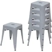 Proregal 6er-Set Hocker Sitzhöhe 46cm Metall Industriedesign Stapelbar Grau Metallhocker Sitzhocker
