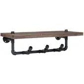 BERLINLODGE Wandgarderobe HxBxT 16x60x25cm Ablageregal Hängegarderobe Garderobenpaneel Industriedesign Braun