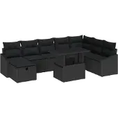 vidaXL Gartensofa-set 9 stk. Poly-Rattan