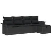 vidaXL Gartensofa-set 5 stk. Schwarz Poly-Rattan