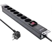 InLine 16411S, 7 AC-Ausgänge, Typ F, 3680 W, 1,5 mm², Typ F (Schuko), Schwarz