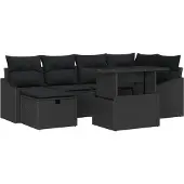 vidaXL Gartensofa-set 7 stk. Schwarz Poly-Rattan