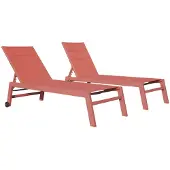 Happy Garden 2er Set Sonnenliegen BARBADOS aus Textilene Terracotta - Aluminium Terracotta