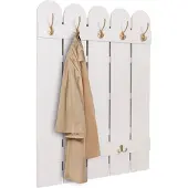 Mendler Wandgarderobe HWC-N95, Garderobe Garderobenpaneel, Paulownia 7 Haken 86x60cm ~ weiß