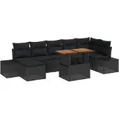 vidaXL Garten-Sofa-Set 8 stk. Schwarz Poly Rattan