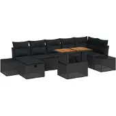 vidaXL Gartensofa-set 8 stk. Schwarz Poly-Rattan