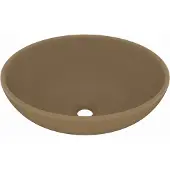 vidaXL s Ovales Waschbecken Matt Creme 40x33 cm Keramik