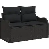 vidaXL Gartensofa-set 7 stk. 6-Sitzanzahl Schwarz Poly-Rattan