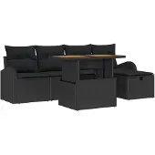 vidaXL Gartensofa-set 6 stk. Schwarz Poly-Rattan