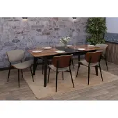 Mendler 6er-Set Esszimmerstuhl HWC-O45, Bugholz Stoff (370g/m²) - Walnuss-Optik, hellgrau