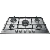 Ariston Hotpoint PCN 752 T/IX/HA, Schwarz, Edelstahl, Integriert, 75 cm, Gaskochfeld, Edelstahl, 5 Zone(n)