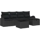 vidaXL Sofa Set 6 Stk. Schwarz Poly-Rattan