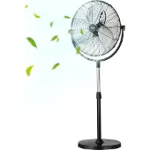 Vevor Industrieller Standventilator, 560 mm Ventilator, 115–147 cm, 3 Geschwindigkeiten, Ventilator für Wohnzimmer, Zuhause, Büro, Schwarz