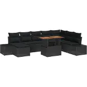vidaXL Garten-Sofa-Set 9 Stk. Schwarz Poly Rattan