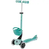 Globber GO-UP BABY 360 LIGHTS – 3in1 Aufsitzrad, Laufrad, Scooter, verstellbar, LED-Rollen, LED-Modul, mint
