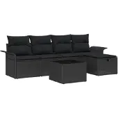vidaXL Gartensofa-set 6 Stk. Schwarz Poly-Rattan