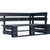 vidaXL Garten-Ecksofa aus Paletten Schwarz Imprägniertes Kiefernholz